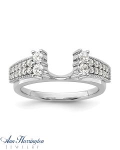 14k White Gold 1/2 ct tw Lab Grown Diamond Antique Style Ring Wrap Enhancer