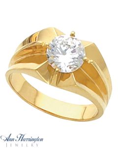 14k Yellow or White Gold 8.2 mm Round Men's Belcher Ring Setting, J300