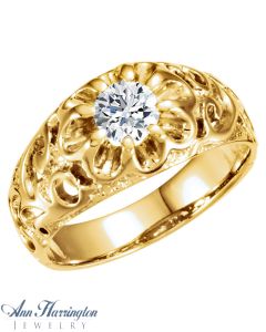 14k Yellow or White Gold 4.1, 5.2, 5.8, 6.5 and 7.4 mm Round Men's Ring Setting