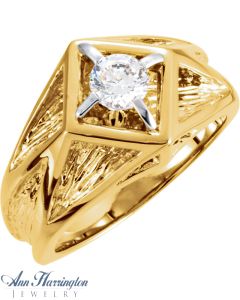 14k Yellow or White Gold 4.1-6.5 mm Round Men's Ring Setting, J331