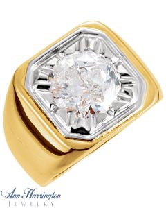 14k 2-Tone or White Gold Round Men's Illusion 8.2 to 11.2 mm Solitaire Ring Setting, J384