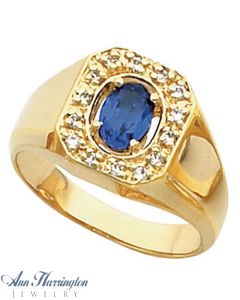 14k Yellow or White Gold 7x5 mm Oval Cut Men's Ring Setting, J405