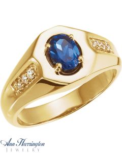 14k Yellow Gold 7x5 mm Oval Cut Men's Ring Setting, J408