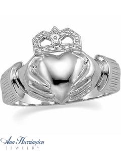 14k White or Yellow Gold 11x15 mm Claddagh Men's Ring