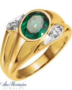 14k Yellow or White Gold 10x8 mm Oval Cut Men's Ring Setting, J427