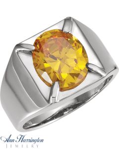 14k White Gold 8x6, 9x7, 10x8 or 12x10 mm Oval Cut Men's Ring Setting, J430