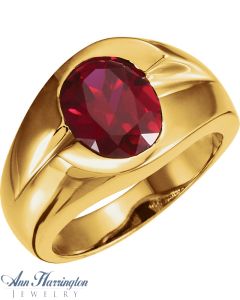 14k Yellow or White Gold 11x9 mm Men's Oval Cut Ring Setting, J435