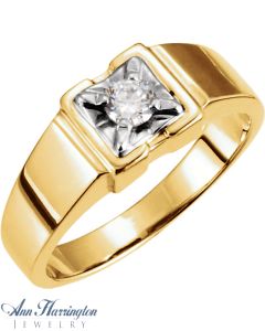 14k Yellow or White Gold Round Men's Solitaire Ring Setting