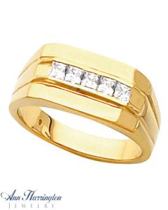 14k Yellow or White Gold 2.5 mm Square Cut Men's Ring Setting, J501