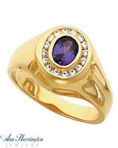 14k Yellow or White Gold 7x5 mm Oval Cut Men's Ring Setting