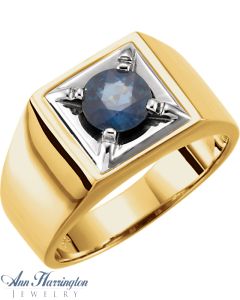 14k 2-Tone or White Gold 6.5 to 7.4 mm Round Men's Illusion Solitaire Ring Setting, J518