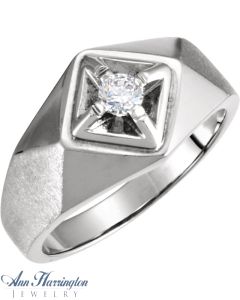 14k White or Yellow Gold 3 to 5 mm Round Men's Illusion Solitaire Ring Setting