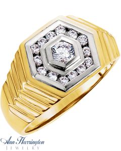 14k 2-Tone or White Gold 4 mm Round Men's Cluster Ring Setting