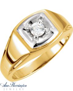 14k 2-Tone or White Gold 4 to 5 mm Round Men's Illusion Solitaire Ring Setting