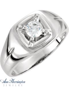 14k White or Yellow Gold 3.7 to 5 mm Round Men's Illusion Solitaire Ring Setting, J582