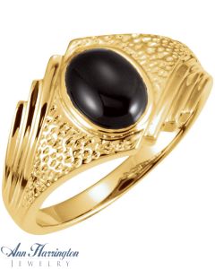 14k Yellow Gold 9x7 mm Oval Cut Men's Ring Setting, J584