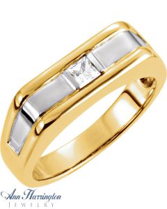 14k 2-Tone or White Gold 3.5 mm Square Cut Men's Ring Setting