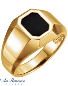 14k Yellow or White Gold 7x5, 8x6, 9x7or 10x8 mm Emerald Cut Men's Ring Setting, J616