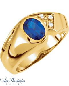 14k Yellow Gold Men's 8x6 mm Oval Cut Ring Setting, J632