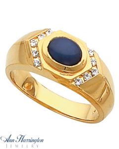 14k Yellow or White Gold 8x6 mm Oval Cut Men's Ring Setting
