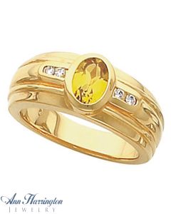 14k Yellow or White Gold 8x6 mm Oval Cut Men's Ring Setting, J699