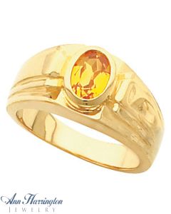 14k Yellow or White Gold 8x6 mm Oval Cut Men's Ring Setting, J701