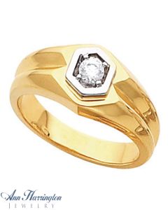 14k 2-Tone or White 4.1 mm Round Men's Solitaire Ring Setting