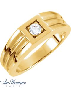 14k Yellow or White Gold 4.1 mm Round Men's Solitaire Ring Setting
