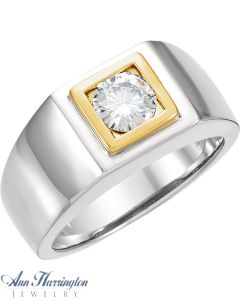 14k 2-Tone or White Gold 6.5 mm Round Men's Solitaire Ring Setting