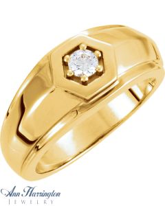 14k Yellow or White Gold 4.1 mm Round Men's Solitaire Ring Setting, J734