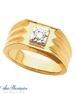 14k 2-Tone or White Gold 4.1 mm Round Men's Solitaire Ring Setting, J735