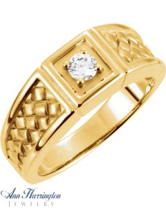 14k Yellow or White Gold 4.1 mm Round Men's Solitaire Ring Setting, J742