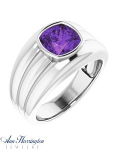 Sterling Silver 5x5 to 15x15 mm Cushion Men's Ring Mounting