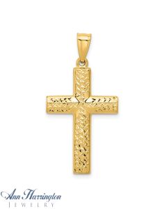 14k Yellow Gold 30x18 mm Reversible Textured/Polished Cross Pendant