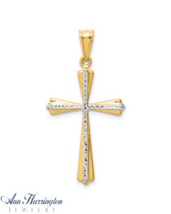 14k 2-Tone Gold 30x19 mm Cross Pendant