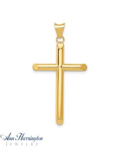 14k Yellow Gold 35x20 mm Tube Cross Pendant