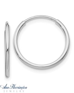 14k White or Yellow Gold Endless 1.25 mm x 25 mm Round Hoop Earrings