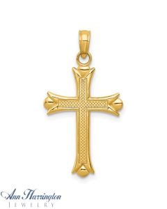 14k Yellow Gold 30x16 mm Fleur De Lis Cross Pendant