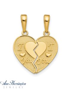 14k Yellow Gold 16x16 mm I Love You Break Apart Heart Charm
