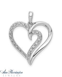 14k White Gold 1/10 ct tw Diamond Heart Pendant