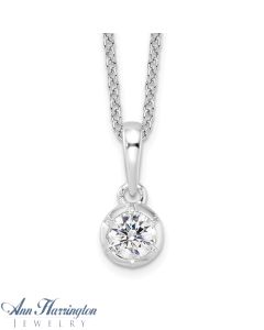 14k White Gold 1/4 ct Lab Grown Diamond Solitaire Bezel Necklace
