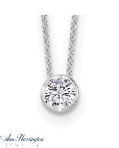 14k White Gold 1/2 ct Lab Grown Diamond Solitaire Bezel Necklace
