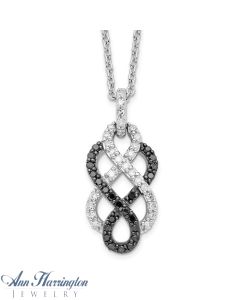 Sterling Silver 1/2 ct tw Black and White Diamond Pendant Necklace