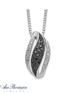 Sterling Silver 1/10 ct tw Black and White Diamond Pendant Necklace