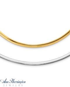 14k Reversible White and Yellow Gold 4 mm Domed Omega Chain Necklace