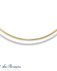 14k 2-Tone Reversible White and Yellow Gold 2 mm Omega Chain Necklace