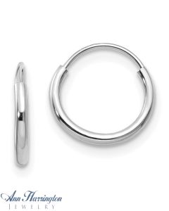 14k White or Yellow Gold Endless 1.25 mm x 8 mm Round Hoop Earrings