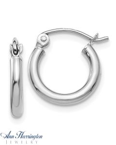 14k White or Yellow Gold 2 mm x 12 mm Round Hoop Earrings