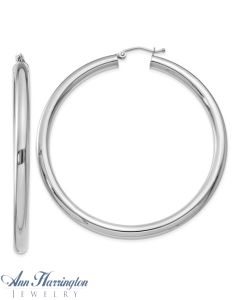 14k White or Yellow Gold 4 mm x 55 mm Round Tube Hoop Earrings
