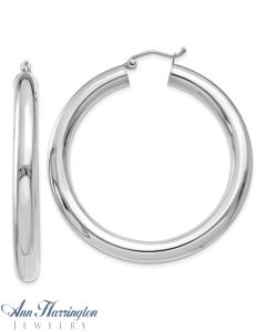 14k White or Yellow Gold 5 mm x 45 mm Round Tube Hoop Earrings